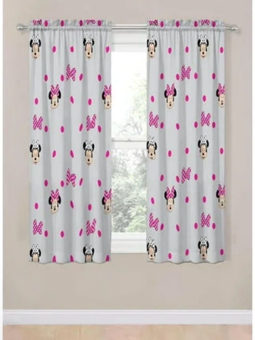 Minnie Mouse Curtain Panels and Tie Backs